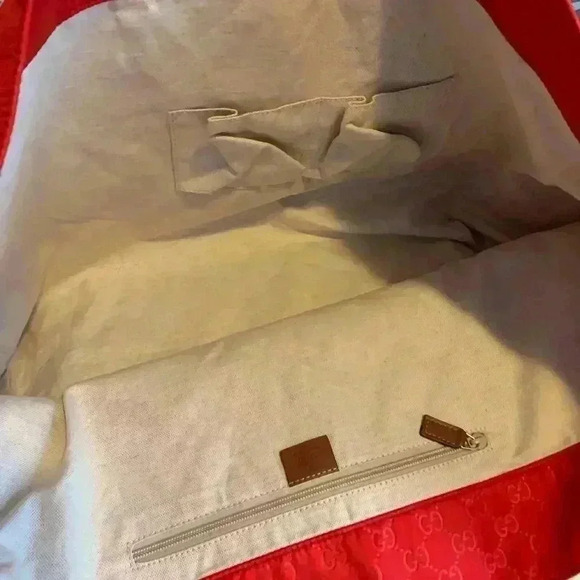 GUCCI GG pattern Large tote Duffle Bag Tote Bag Nylon Red - Picture 13 of 16